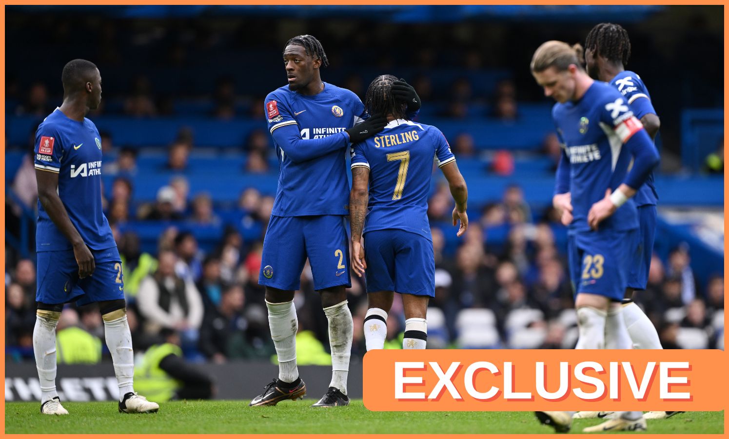 Axel Disasi and Raheem Sterling with Chelsea in the 2023/24 season