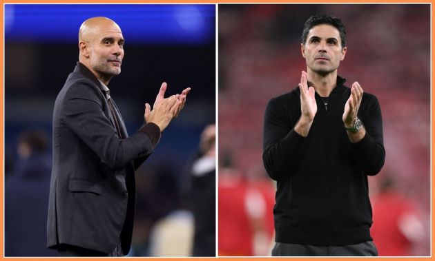 Pep Guardiola and Mikel Arteta applauding
