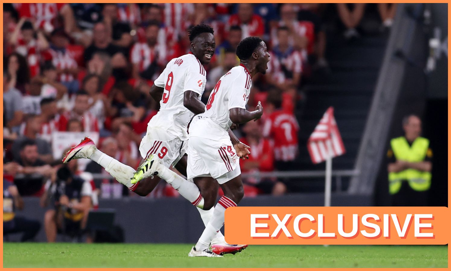 Lucien Agoume celebrates a goal for Sevilla