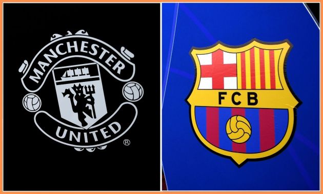 Manchester United and Barcelona club badges