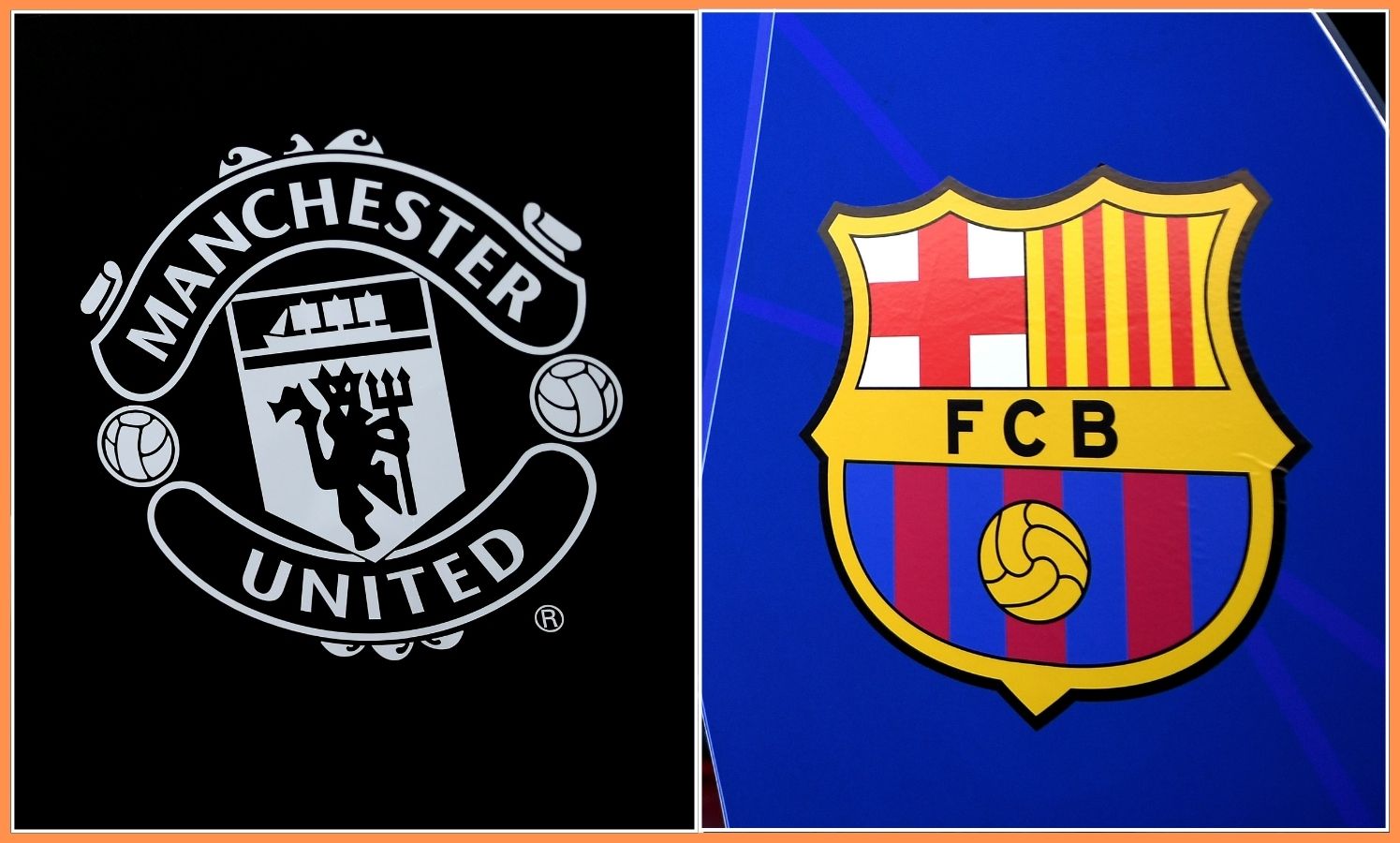 Manchester United and Barcelona club badges