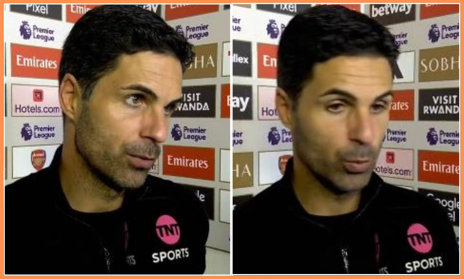 Mikel Arteta speaking in his post-match interview