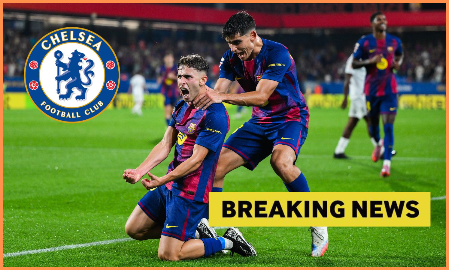 Fermin Lopez celebrates scoring for Barcelona