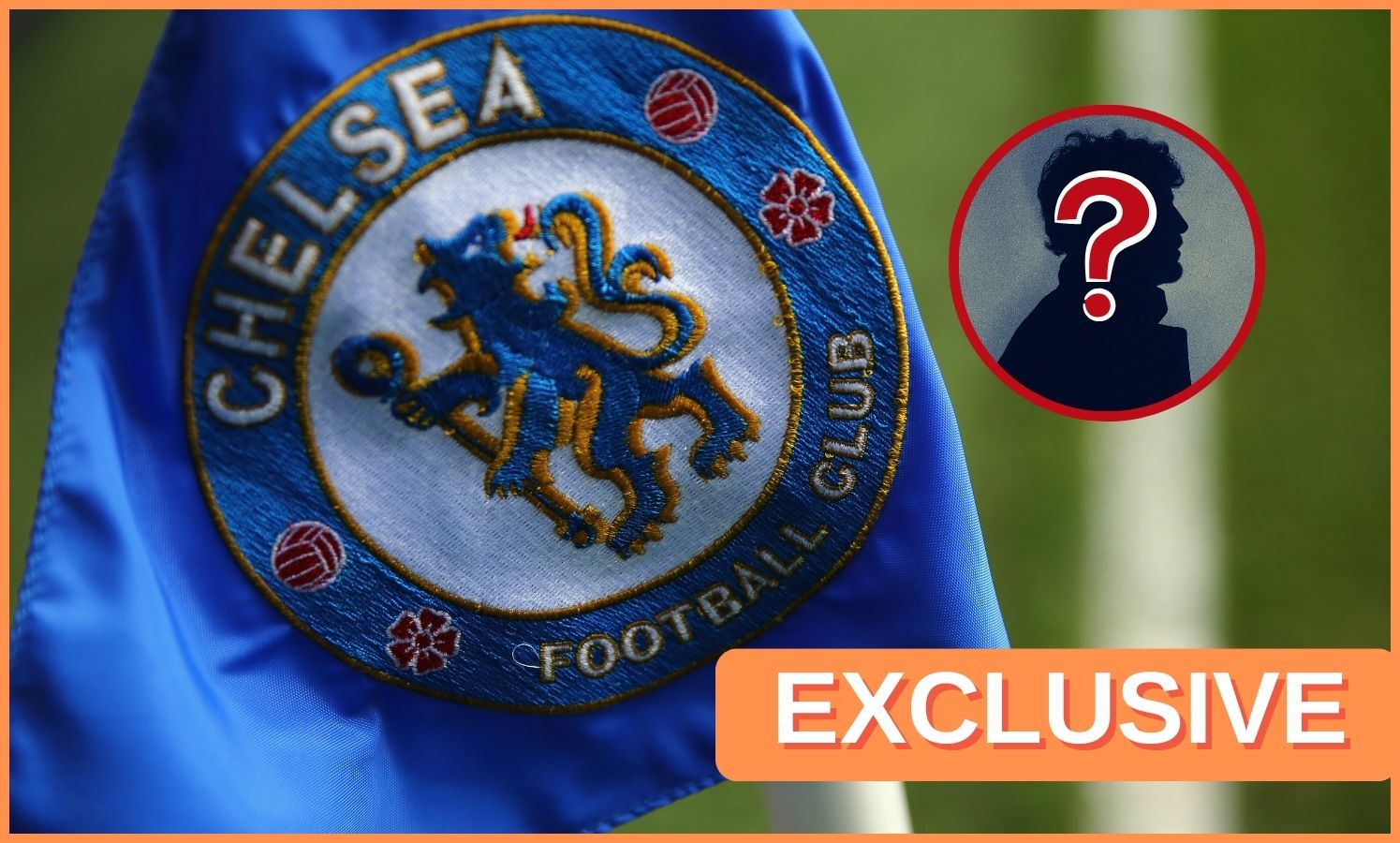 Chelsea FC flag and 'exclusive' banner