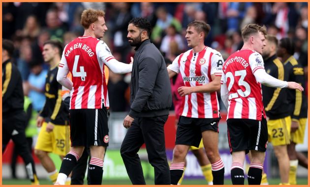 Ruben Amorim with Brentford players