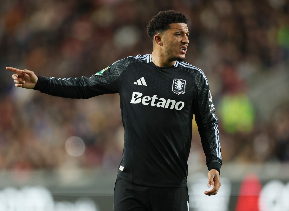 Jadon Sancho in action for Aston Villa