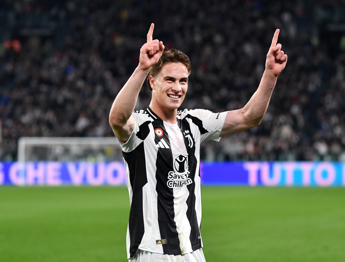 Kenan Yildiz celebrates a goal for Juventus