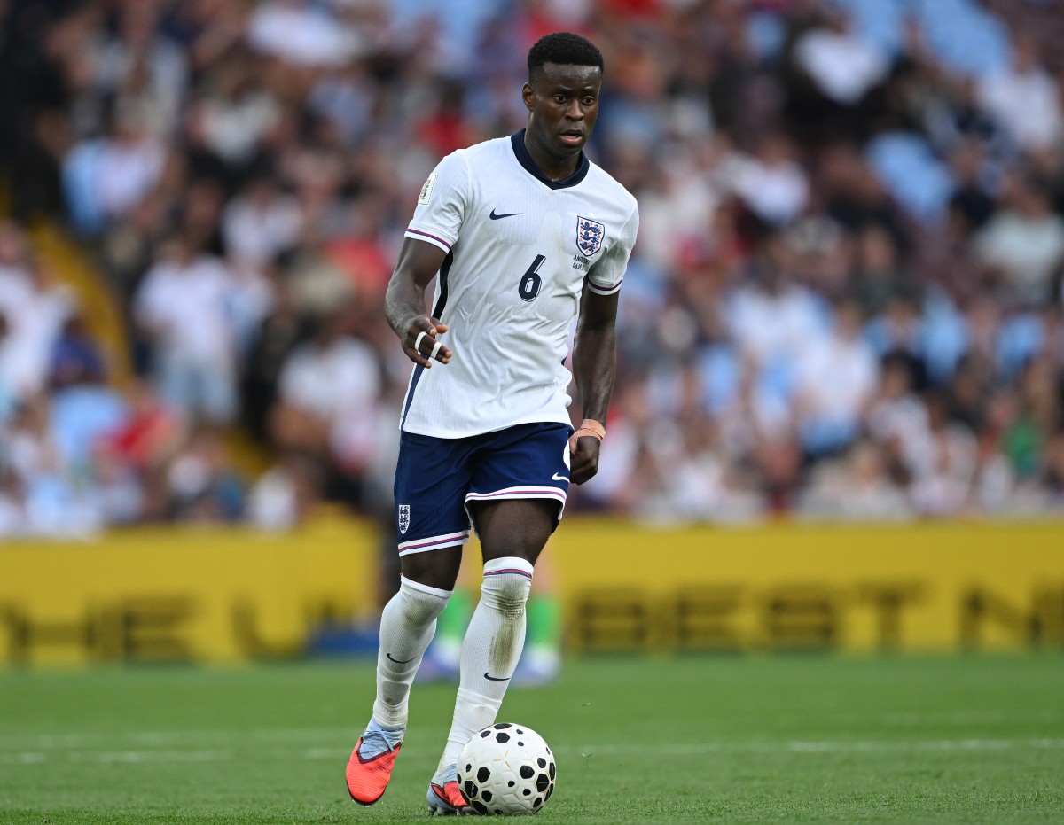 Marc Guehi in action for England