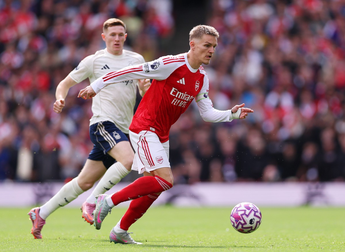 Martin Odegaard in action for Arsenal against Nottingham Forest