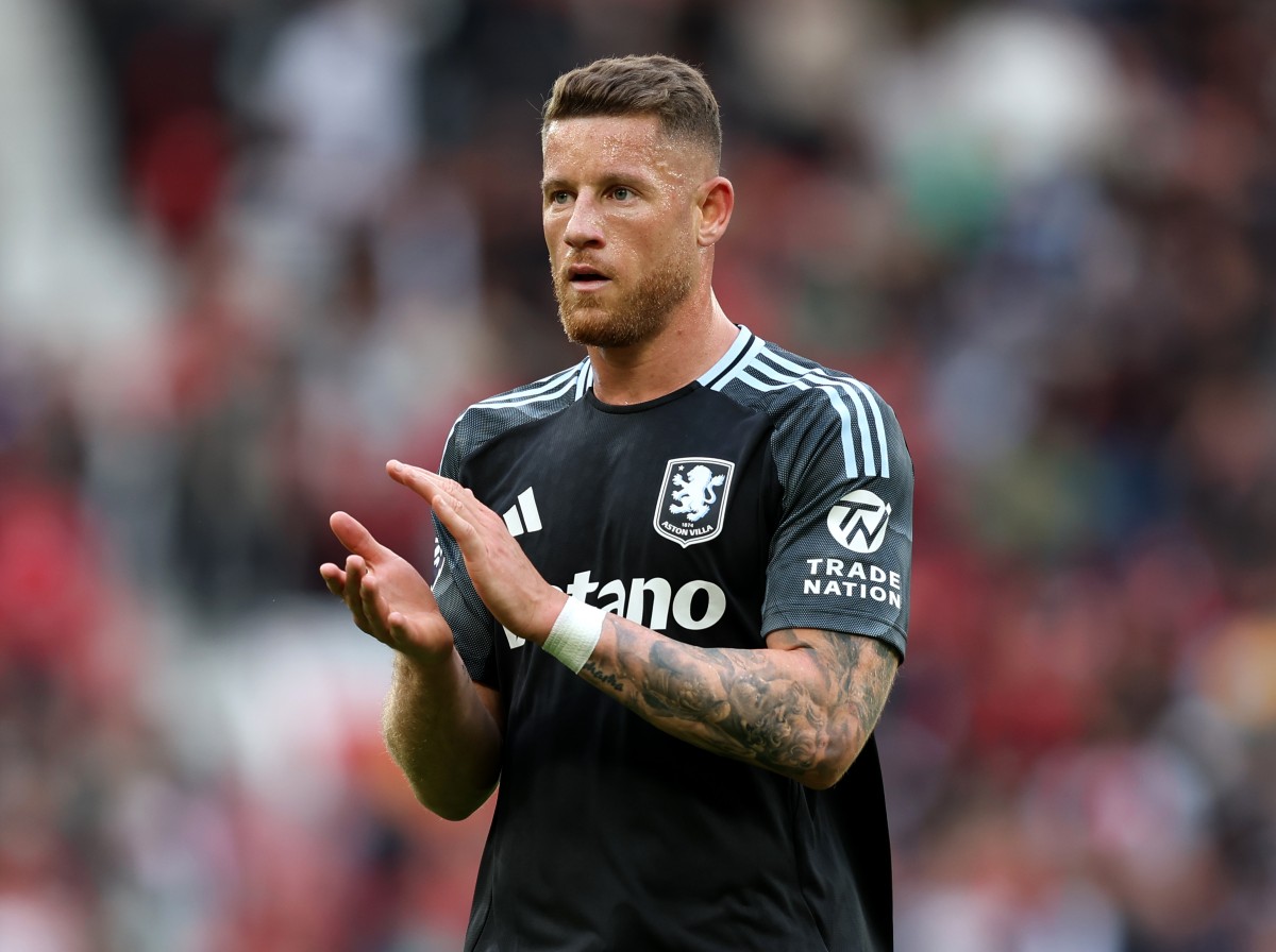 Ross Barkley applauds the Aston Villa fans