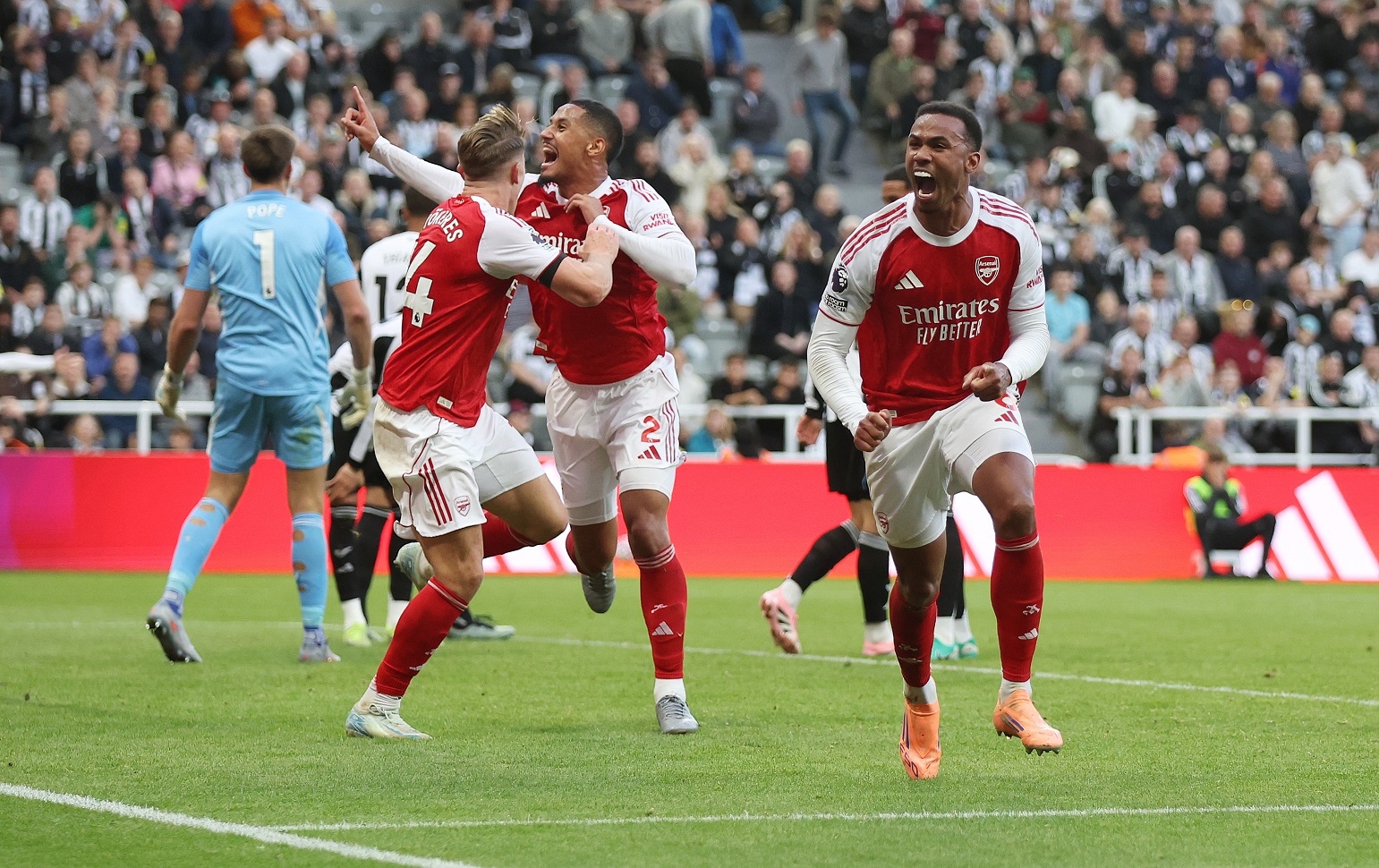Gabriel of Arsenal celebrates scoring his team's second goal