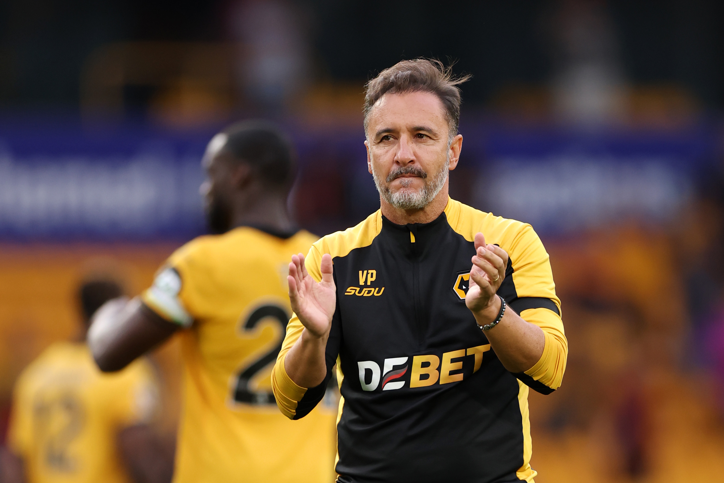 Vitor Pereira, head coach of Wolverhampton Wanderers, applauds the fans
