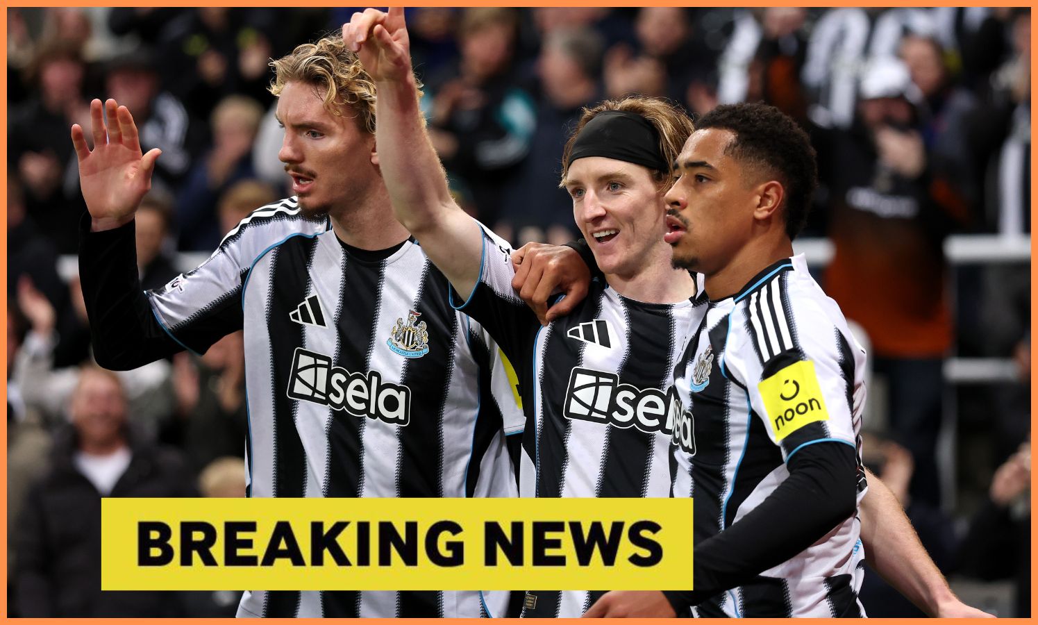 Nick Woltemade celebrates with his Newcastle United teammates
