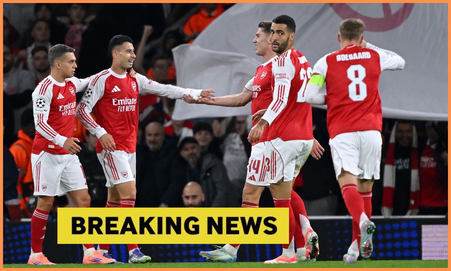 Martin Odegaard celebrates with his Arsenal teammates