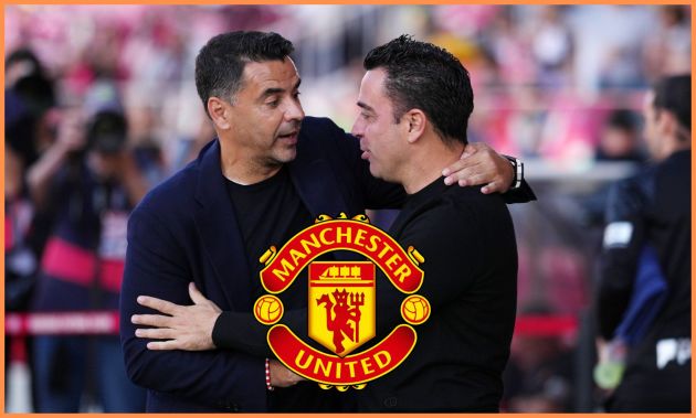 Xavi embracing Michel