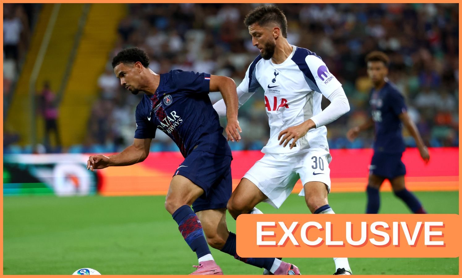 Warren Zaire-Emery in action for PSG vs Tottenham