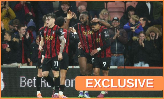 Antoine Semenyo celebrates with his Bournemouth teammates