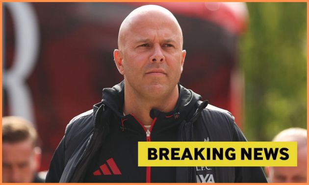 Arne Slot and 'breaking news' banner