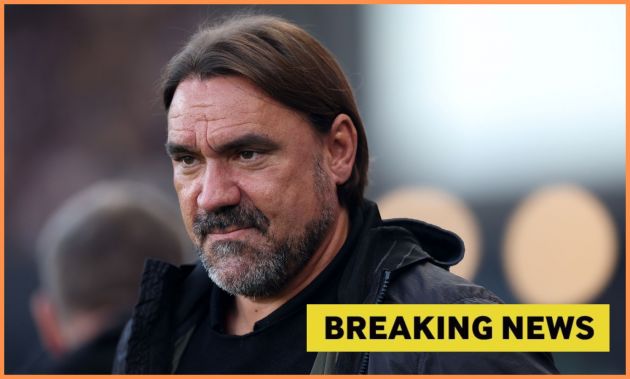 Daniel Farke and 'breaking news' banner