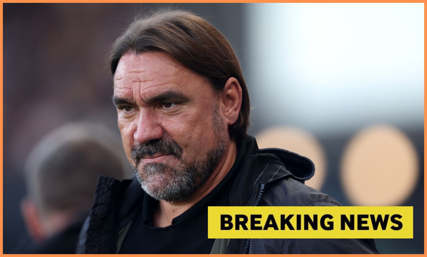 Daniel Farke and 'breaking news' banner