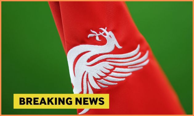 Liverpool FC flag and 'breaking news' banner