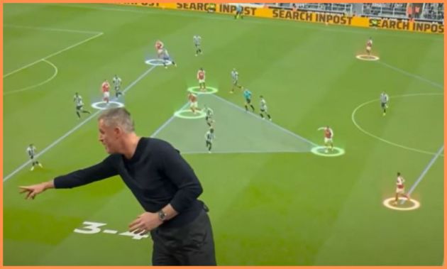 Jamie Carragher analysing Arsenal's tactics against Newcastle