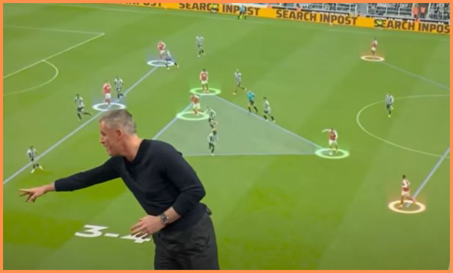 Jamie Carragher analysing Arsenal's tactics against Newcastle
