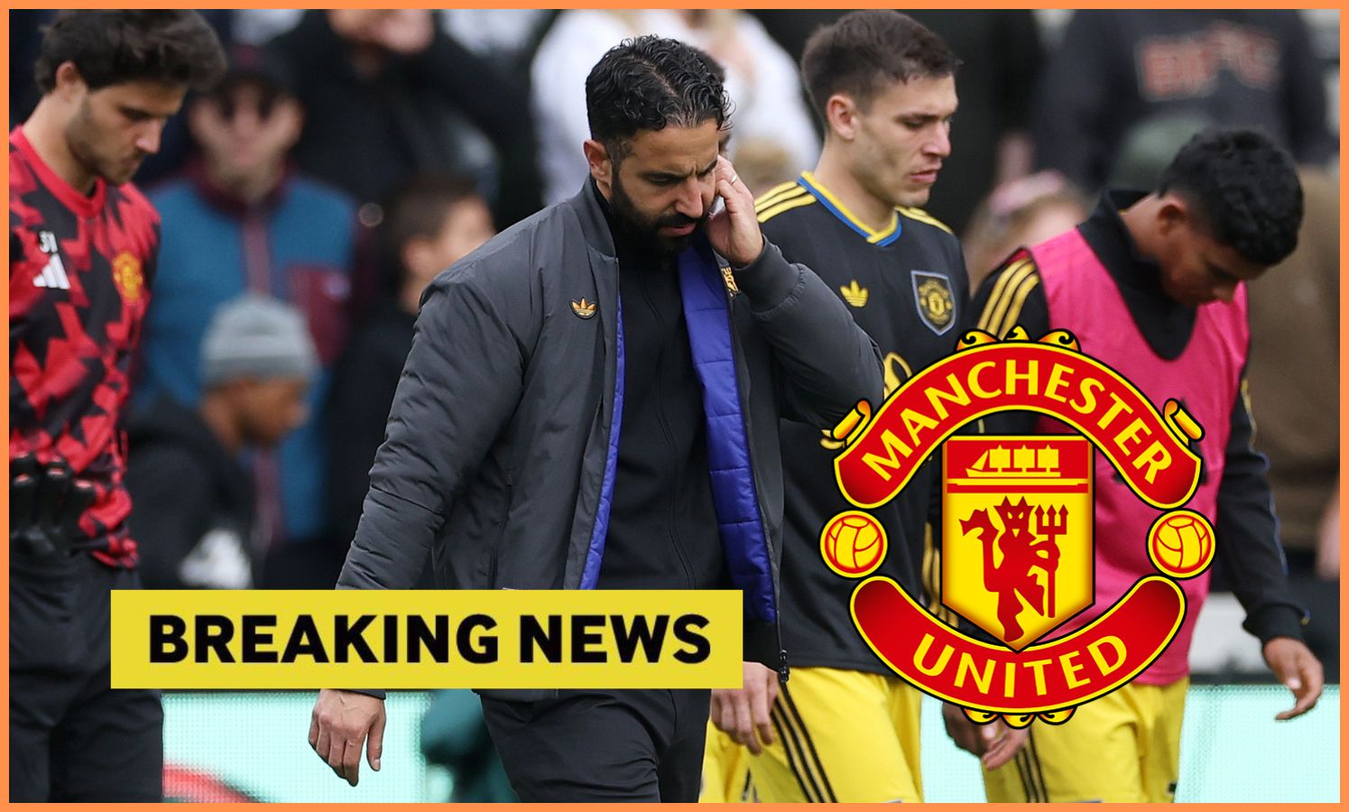 Ruben Amorim and 'breaking news' banner