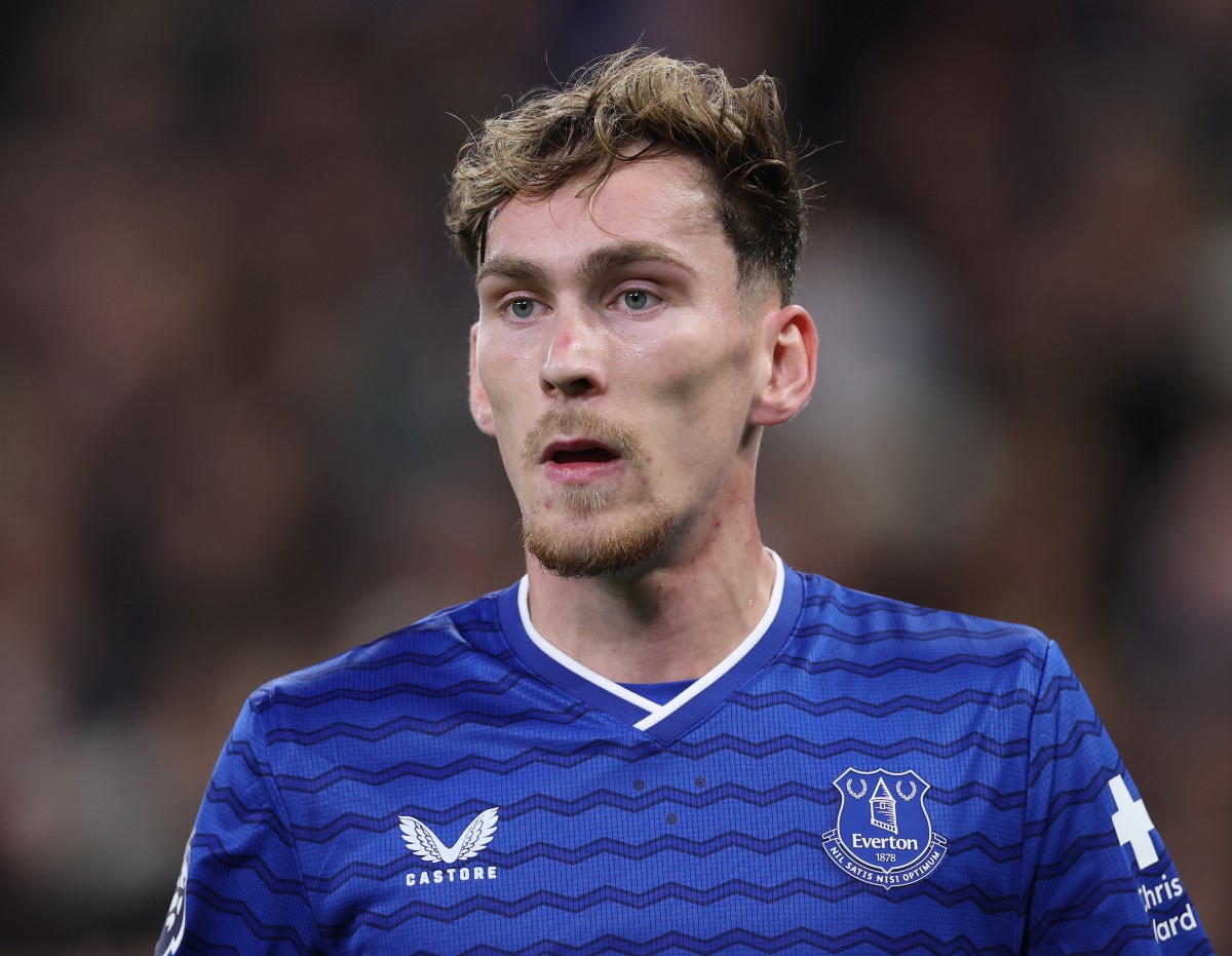 James Garner in action for Everton