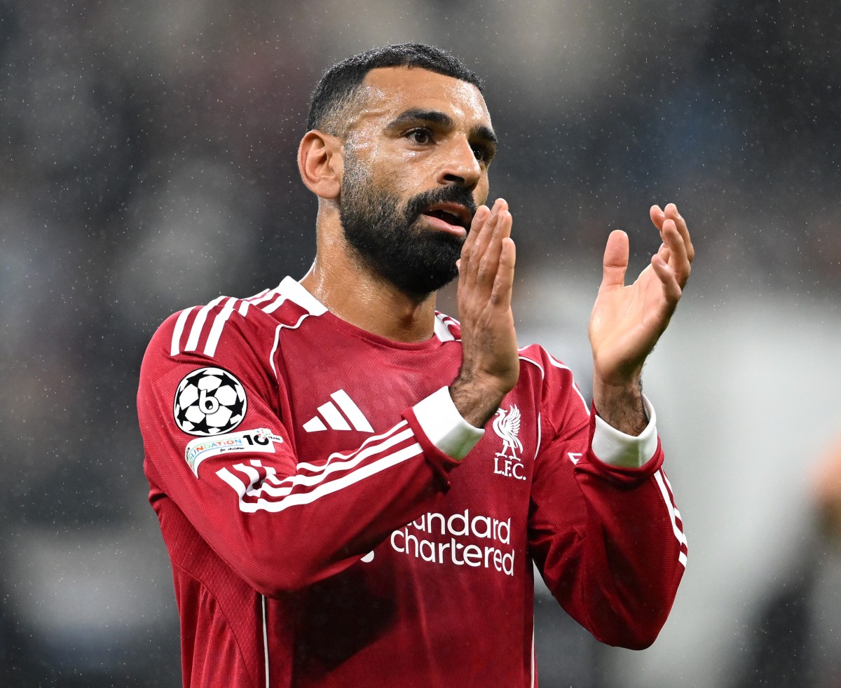 Mohamed Salah applauds the Liverpool fans