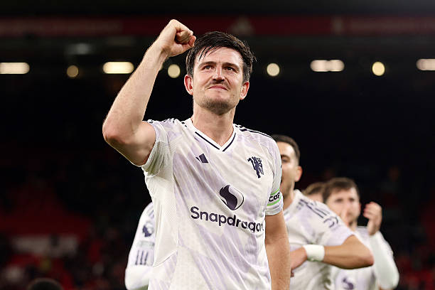 Harry Maguire after scoring for Manchester United vs Liverpool