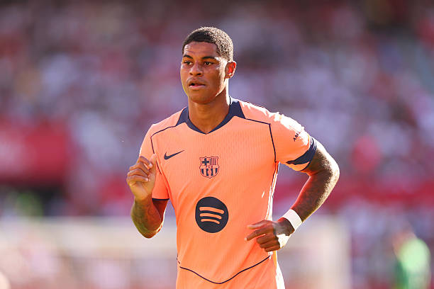 Manchester United loanee Marcus Rashford in action for Barcelona
