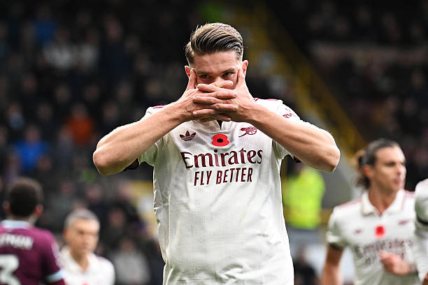 Viktor Gyokeres celebrates scoring for Arsenal against Burnley