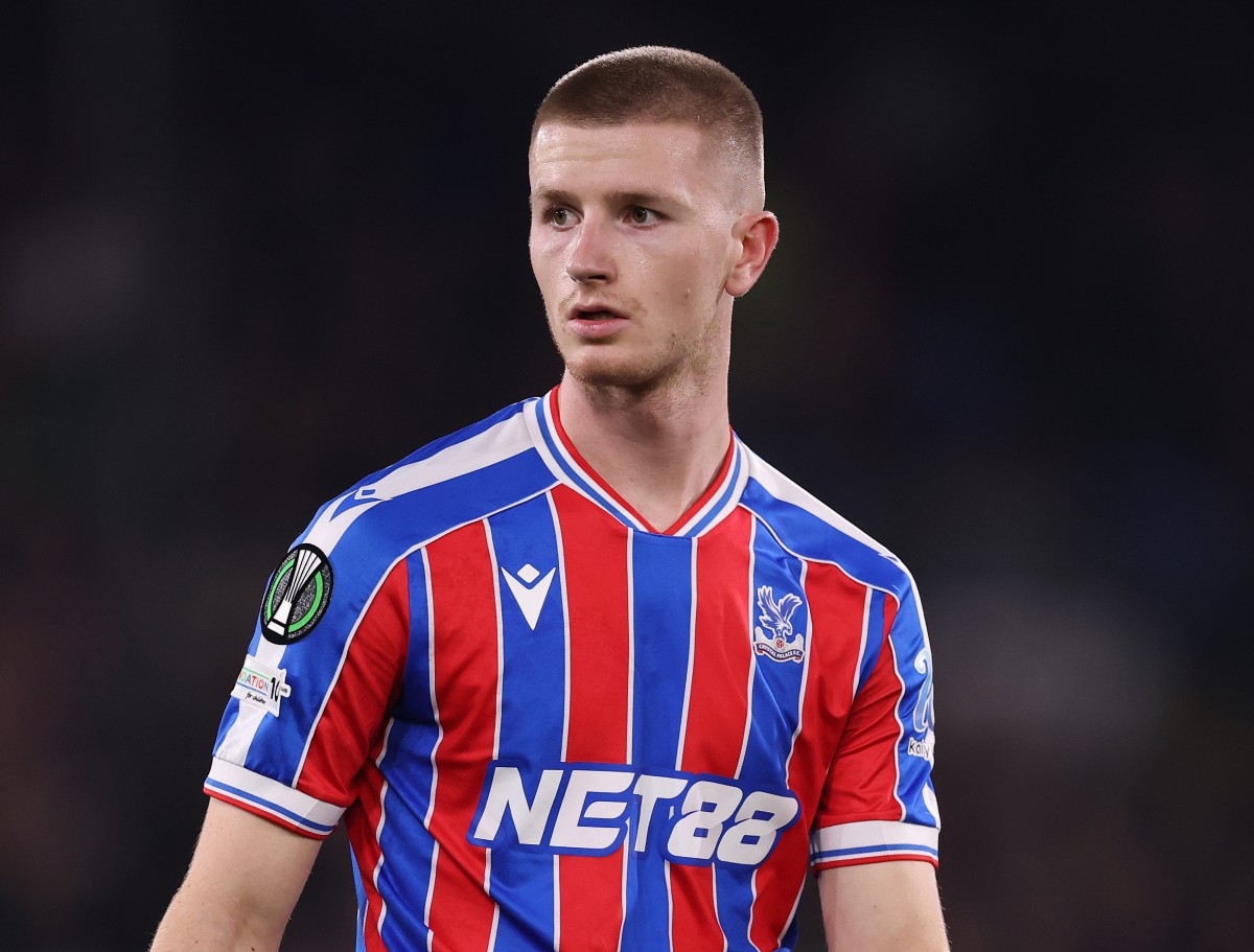 Adam Wharton in action for Crystal Palace in the Europa Conference League