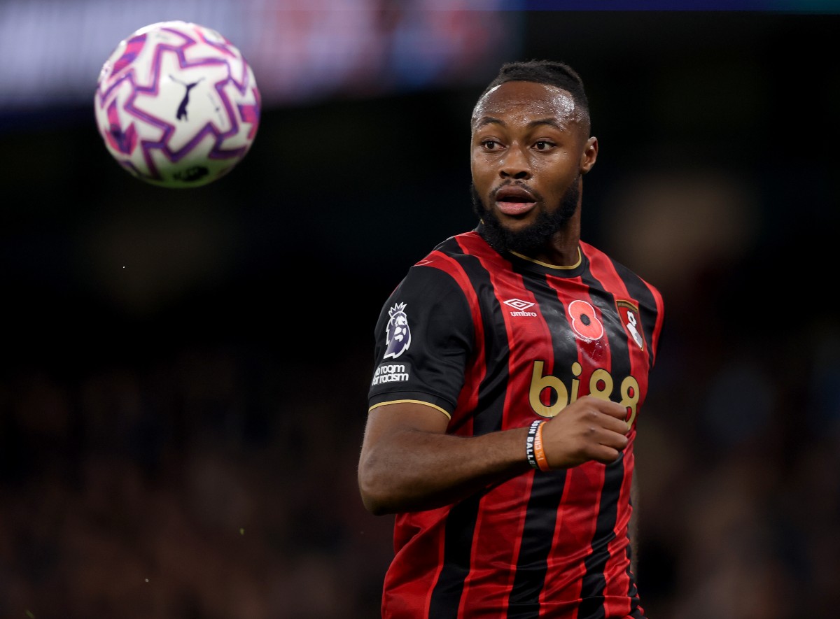 Antoine Semenyo in action for Bournemouth against Manchester City