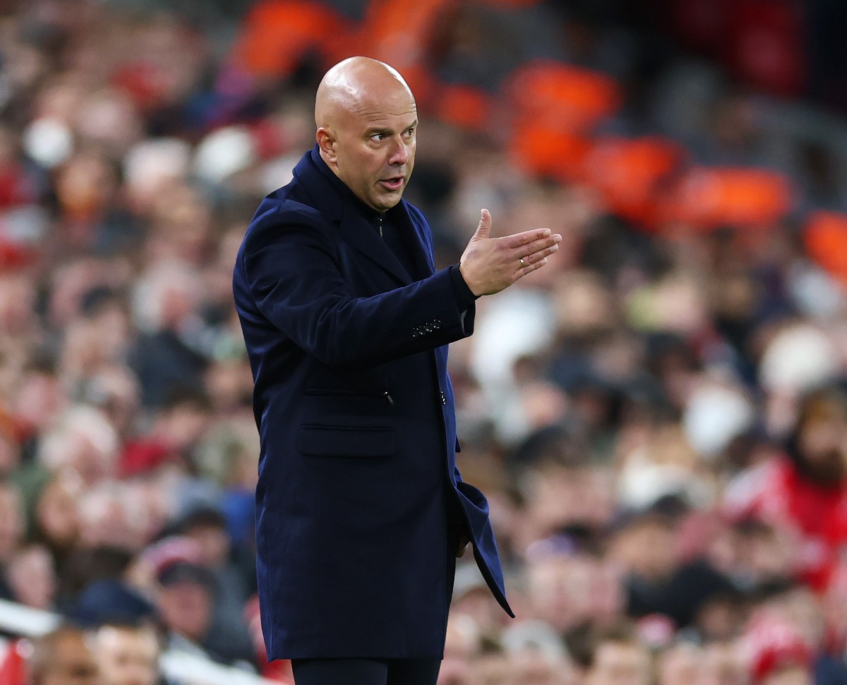 Arne Slot gestures during Liverpool's defeat vs Crystal Palace