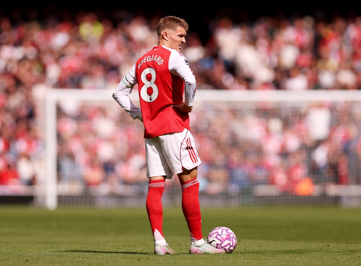 Arsenal captain Martin Odegaard looks on