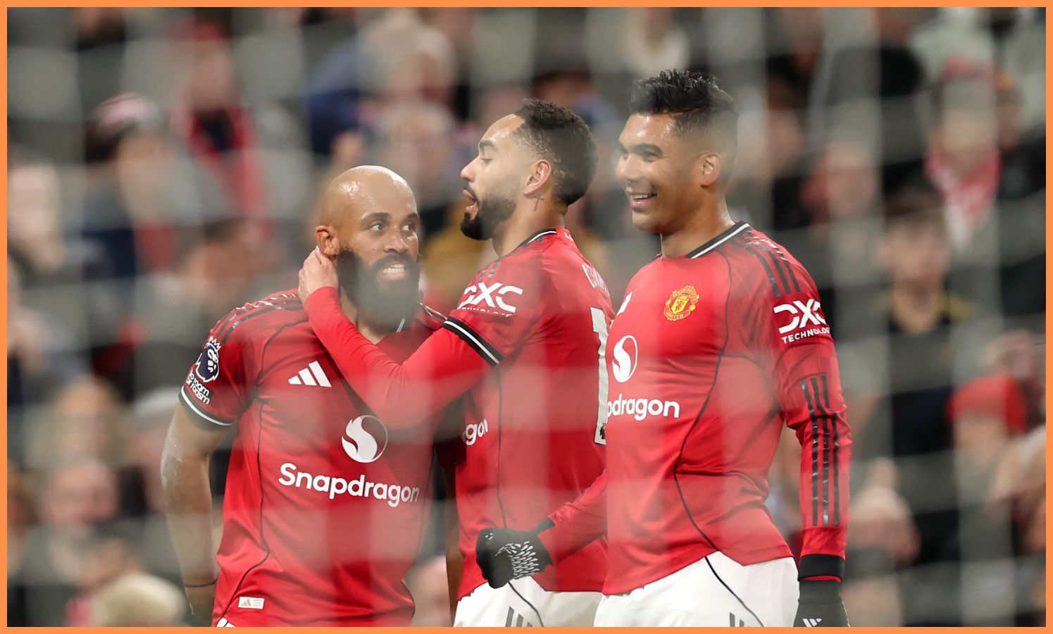 Casemiro celebrates with his Manchester United teammates