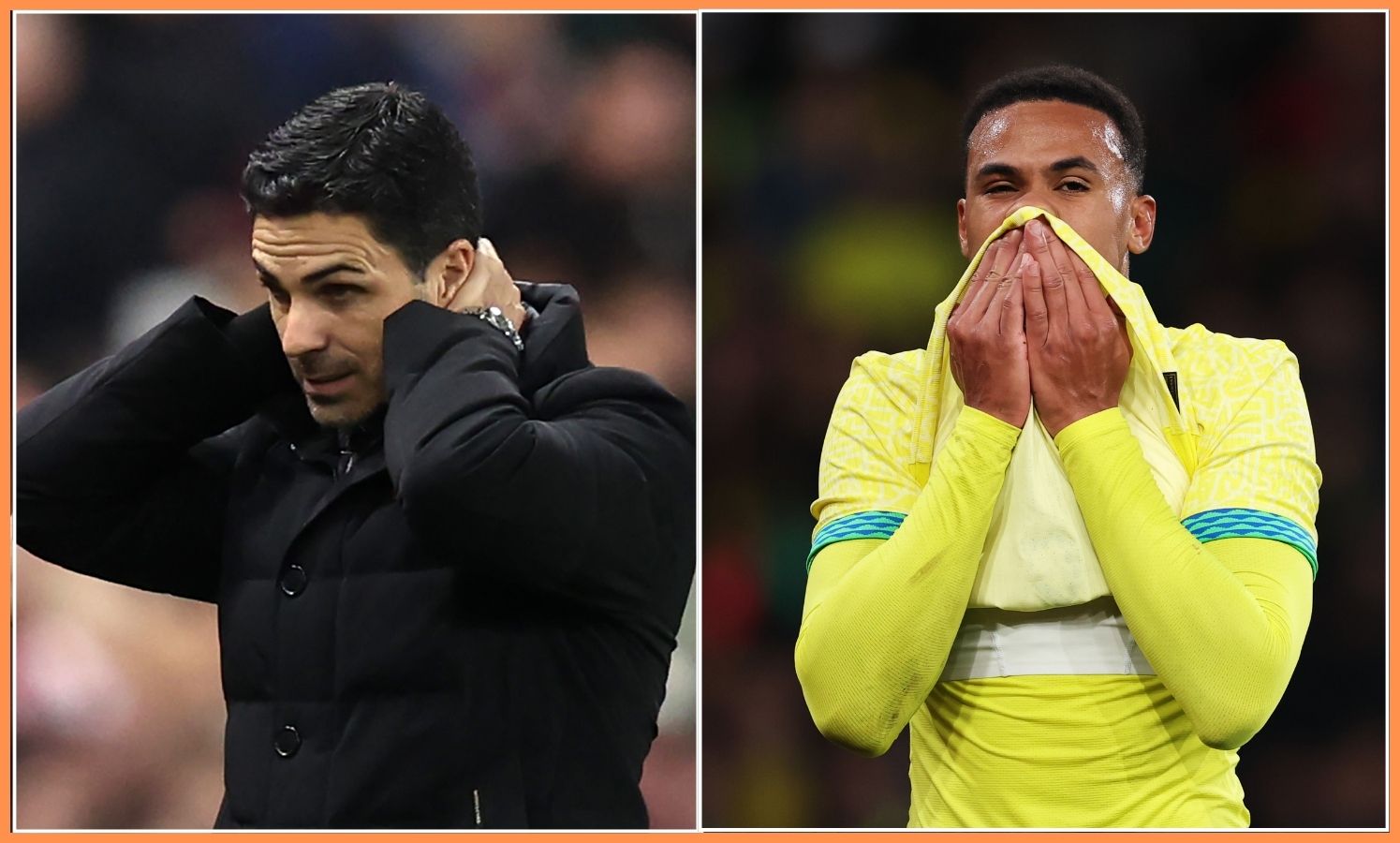 Arsenal manager Mikel Arteta and Brazilian defender Gabriel Magalhaes