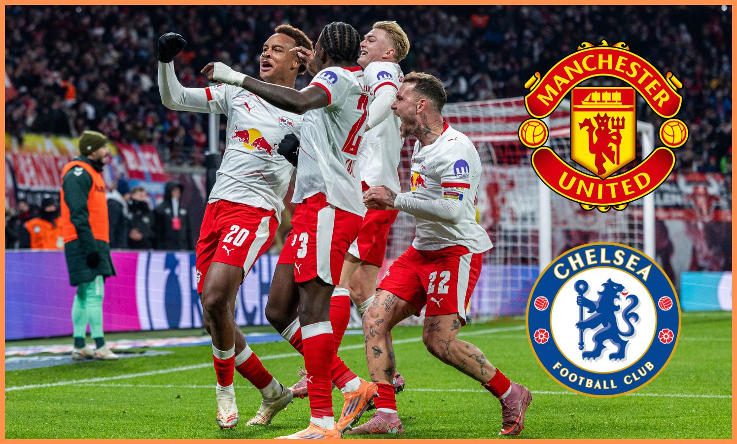 Assan Ouedraogo celebrates scoring for RB Leipzig