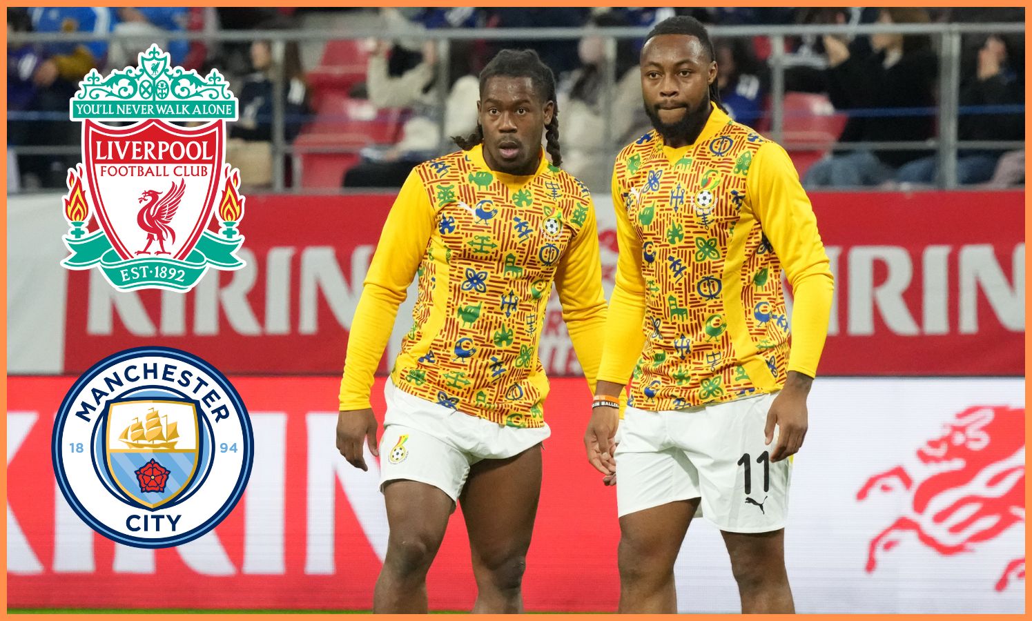 Antoine Semenyo warming up for the Ghana national team