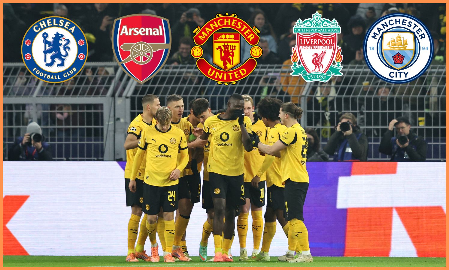 Serhou Guirassy celebrates with his Dortmund teammates
