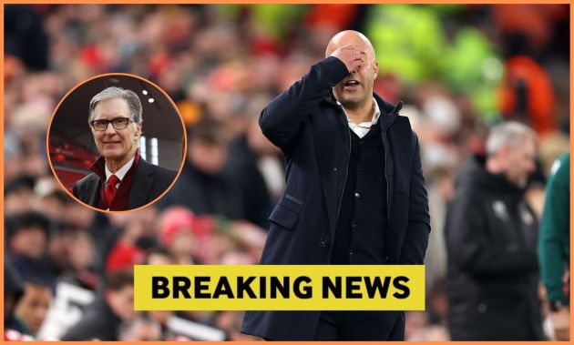 Arne Slot reacts during Liverpool's defeat to PSV