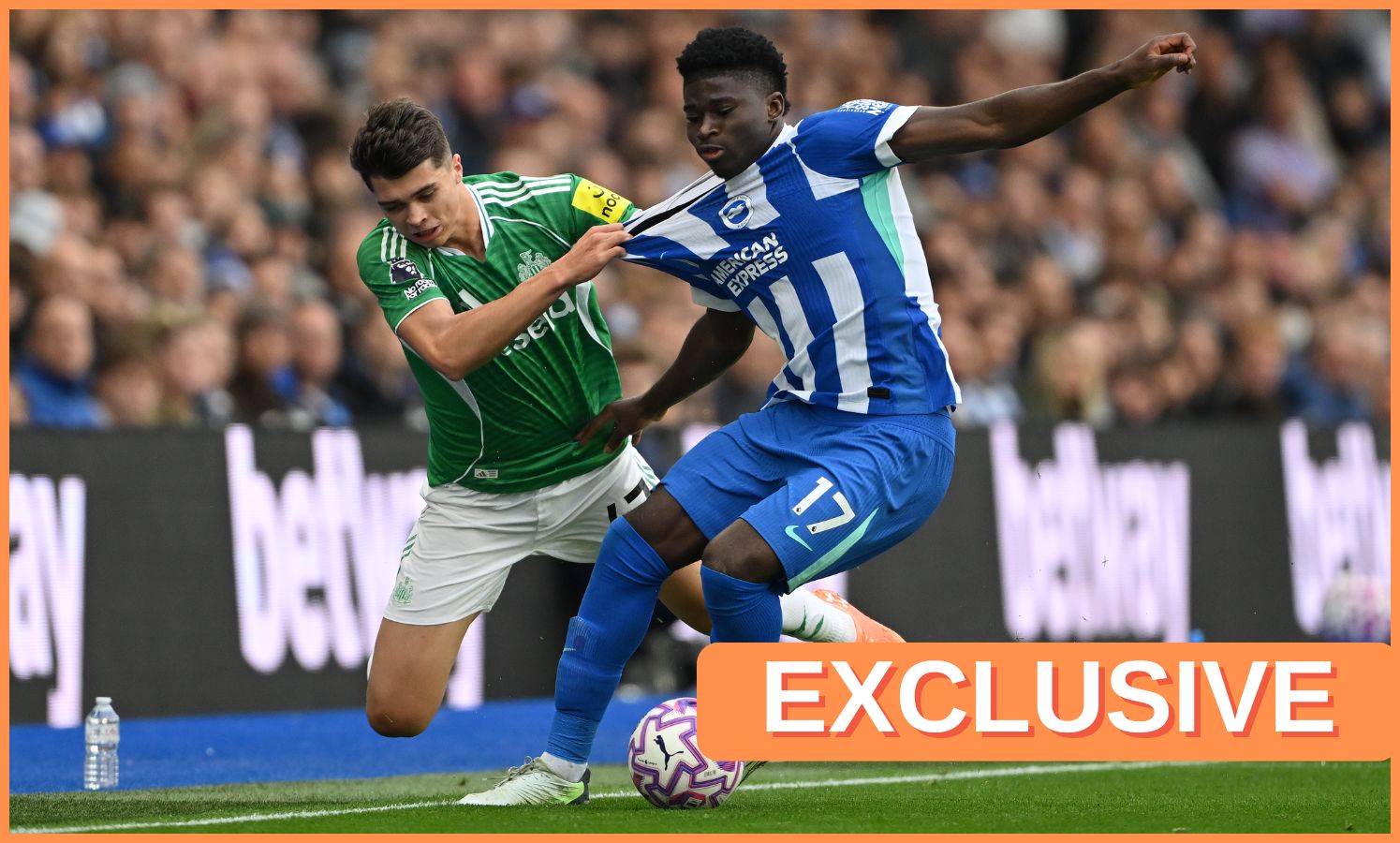 Carlos Baleba in action for Brighton against Newcastle United