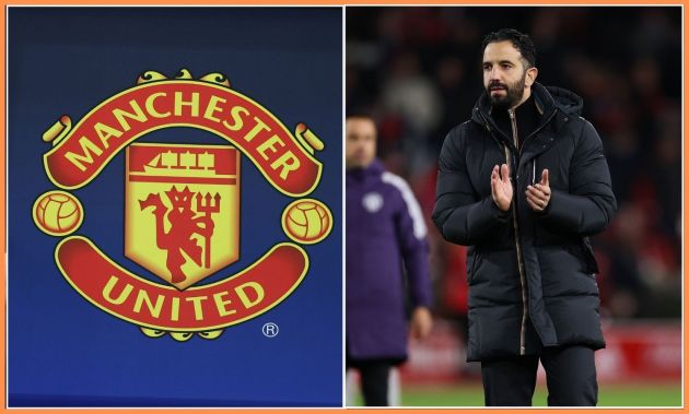 Ruben Amorim and the Manchester United logo