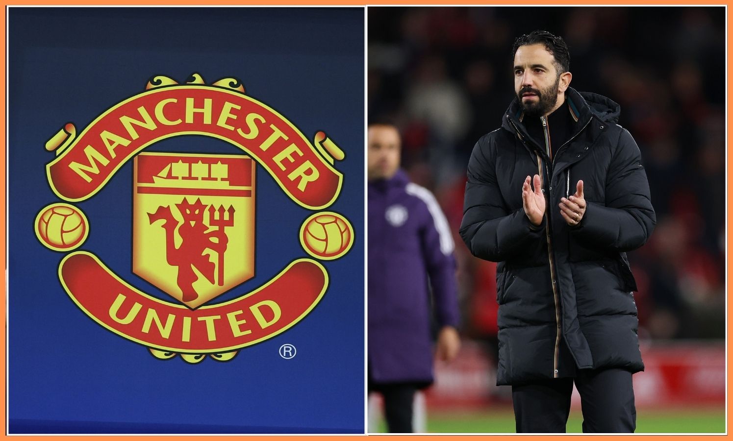 Ruben Amorim and the Manchester United logo