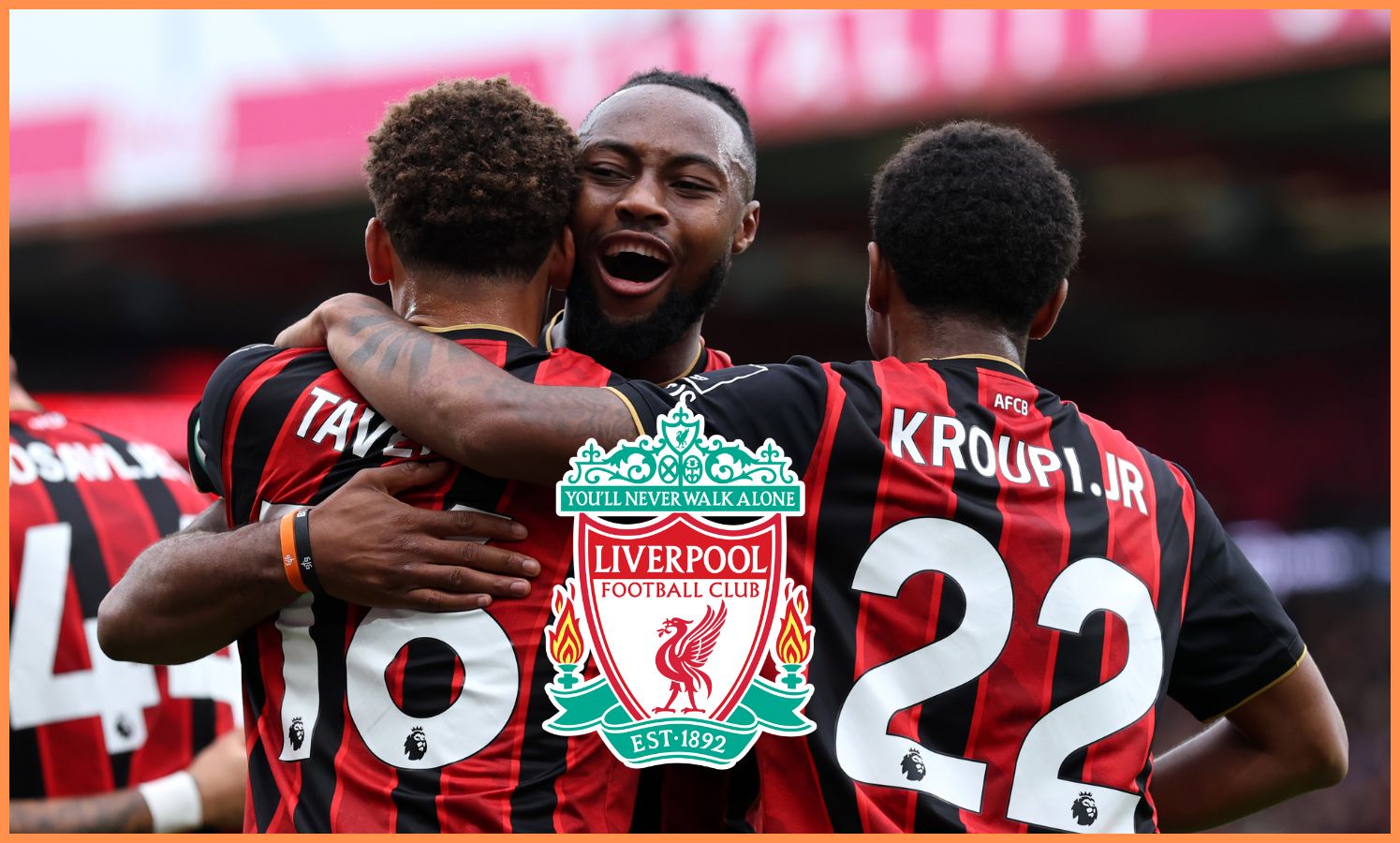 Antoine Semenyo celebrates with his Bournemouth teammates