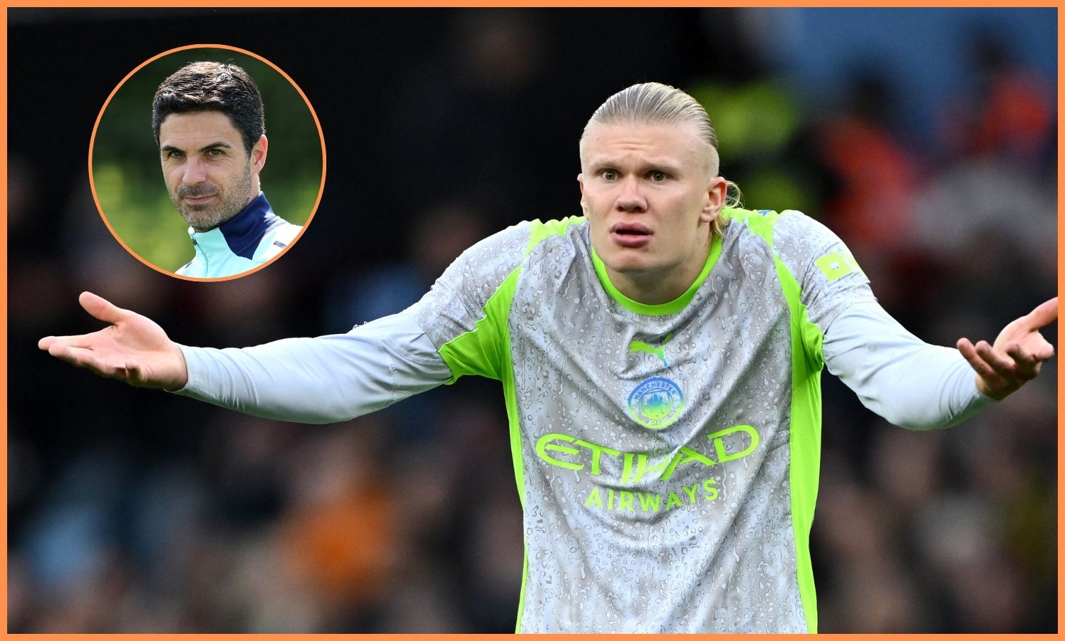 Erling Haaland and Mikel Arteta