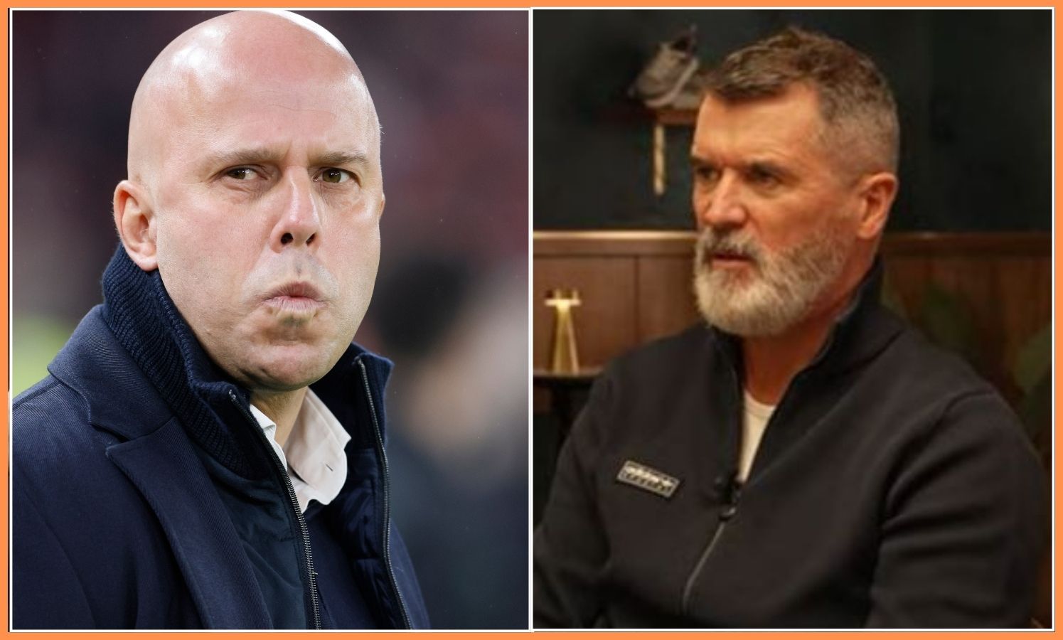 Arne Slot and Roy Keane