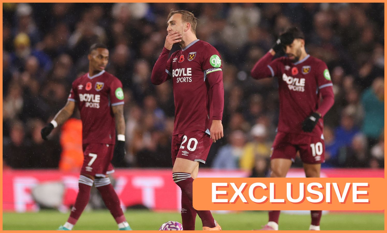 Jarrod Bowen reacts during West Ham's defeat against Leeds